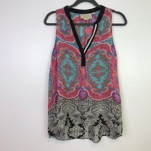 Vanessa Virginia womens blouse silk Medium pink v-